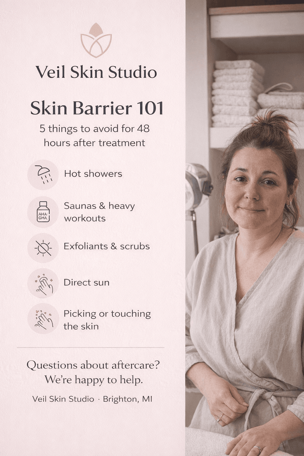 Skin studio aftercare graphic drafted by Youanai