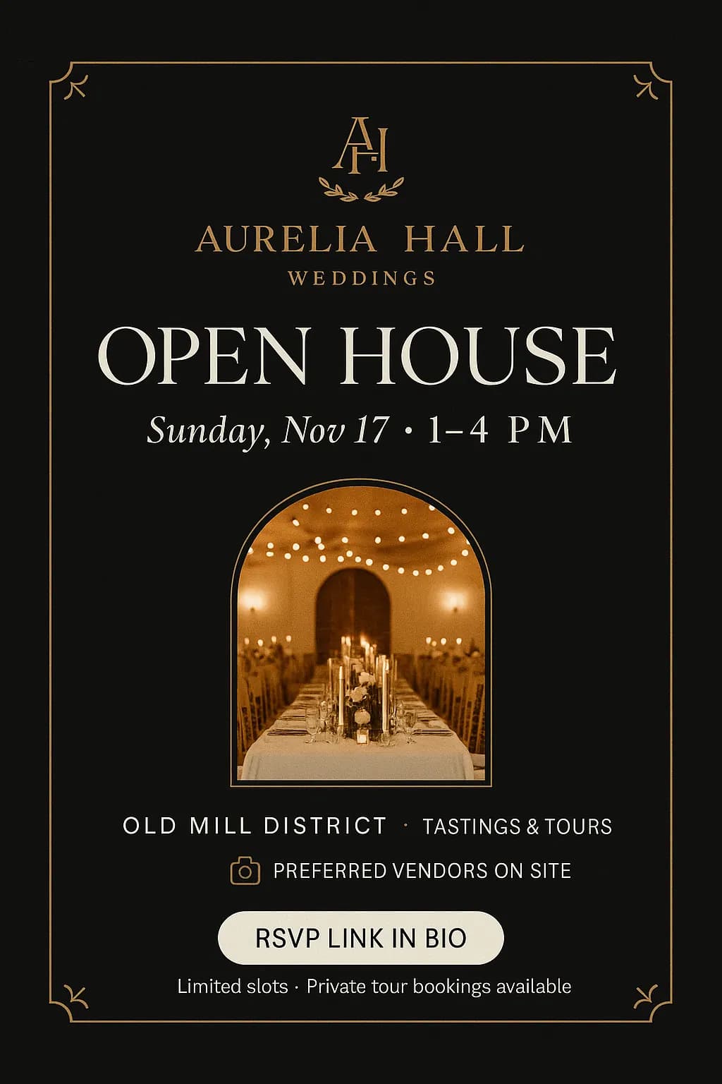 Wedding venue launch kit with email and social post previews